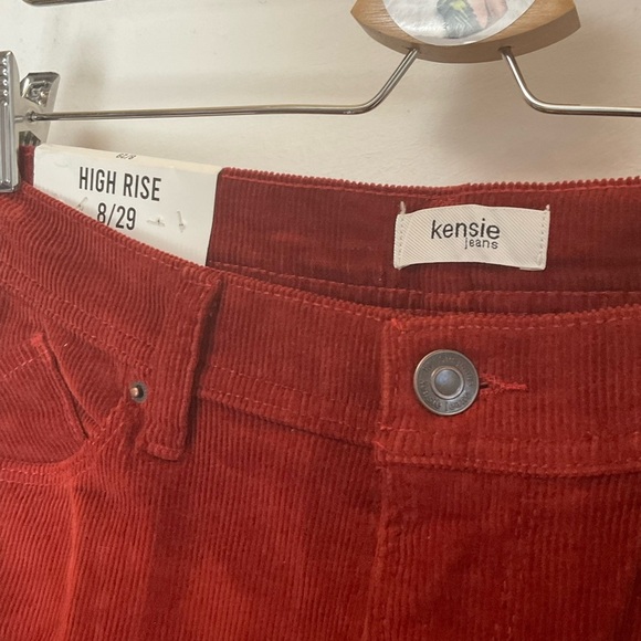 Kensie Jeans Corduroy High Rise Wide Leg Rust Red Brown Kaya Size 29 NWT - Picture 6 of 11